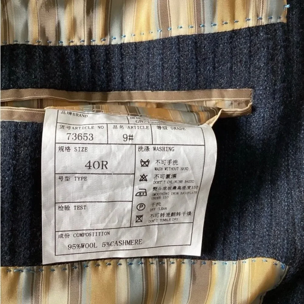 Kroon Sports Coat Jacket Men’s Color Blue Size 40R Black Stripes Three button - Picture 10 of 12